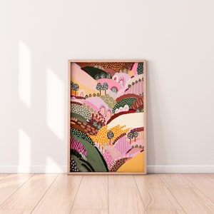Neutral earthy - abstract landscape art paper print