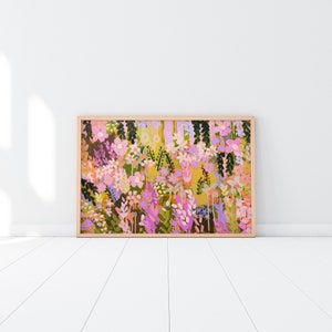 Bunte rosa Blütenranke - Fine Art Print