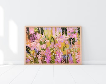 Colourful pink trailing flowers - Fine Art Print