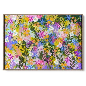 Marguerites de lys de fleurs sauvages colorées australiennes - impression d’art sur toile encadrée