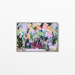 Colourful wildflowers garden landscape - framed canvas art print