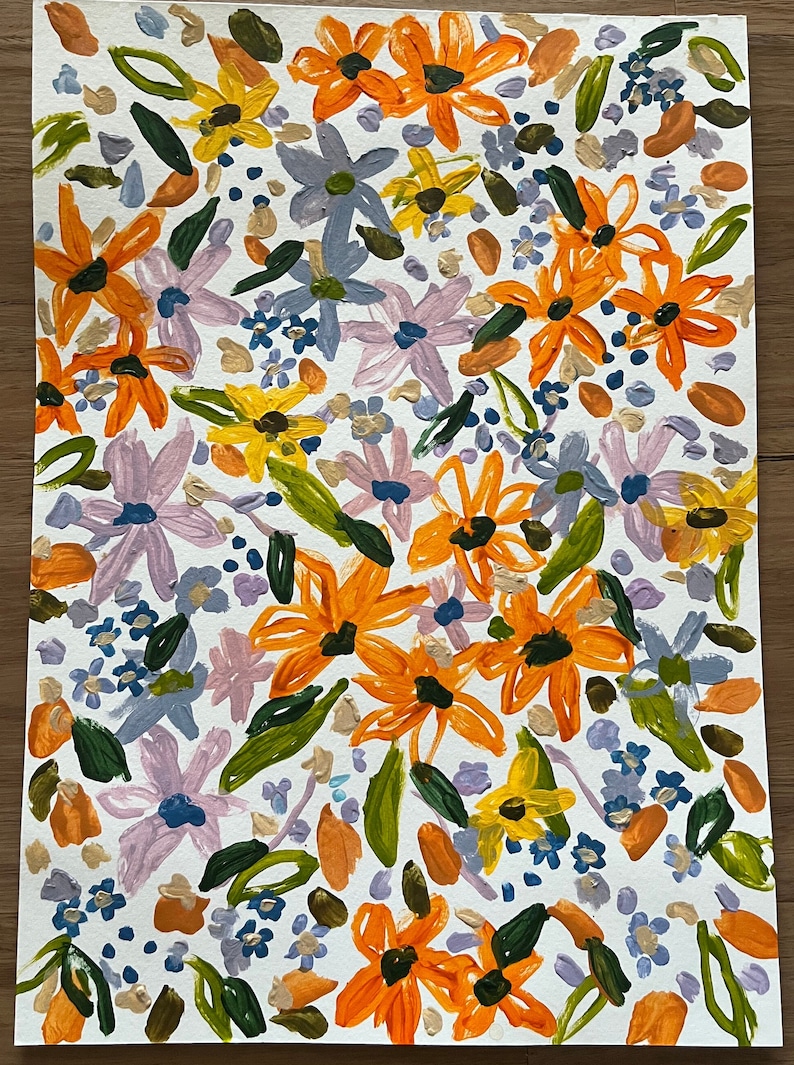 Original flower landscape paintings on paper 29.7x42 (a) cm