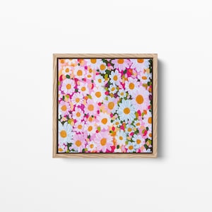 Fleur sauvage rose colorée de marguerite - impression encadrée d’art de toile