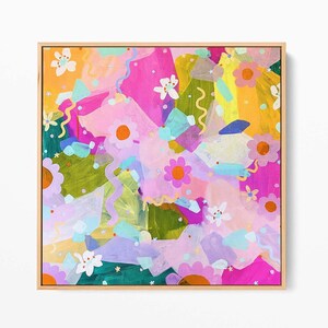 Formes géométriques et lys floraux - impression d’art sur toile encadrée