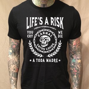 Lifes A Risk Wreath on Black tee