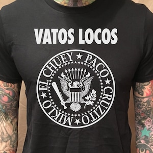 Hey Ho Vatos Locos on Black Tee