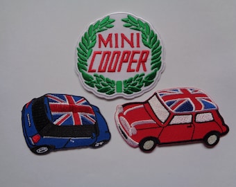 Classic Mini Rover John Cooper S Car 9cm patch Embroidered Sew or Iron on Badge