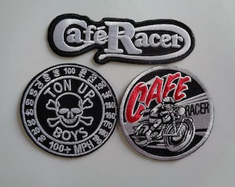 Cafe Race Bikers Iron On Sew On Patch Embroidered Badge Applique For Clothes etc Cafe Race Bikers Iron On Sew On Patch Embroidered Badge Applique For Clothes etc