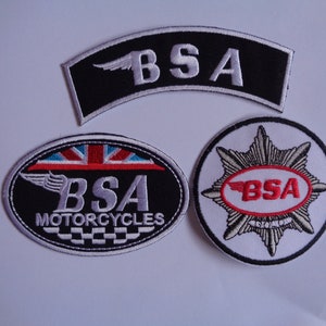 Klassischer BSA Motorrad-Patch Aufnäher zum Aufbügeln oder Aufnähen Gestickter Vintage Motorrad-Aufnäher
