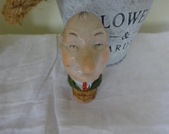 Vintage ceramic wine  bottle stop shot dispenser lovely condition man cave bar ware