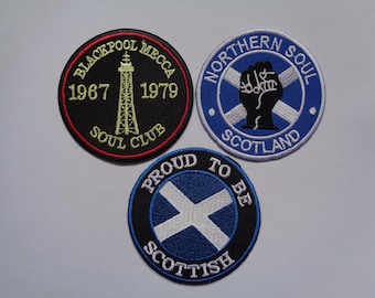 Scotland Northern Soul Patch Iron On Or Sew On Patches Embroidered Wigan Casino Keep The Faith Patches