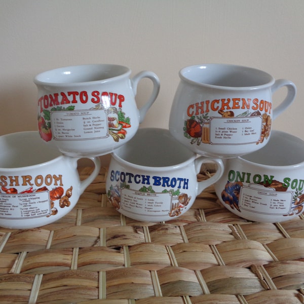 vintage 1980"s Tasses à soupe / Tasses Tasses de cuisine à collectionner