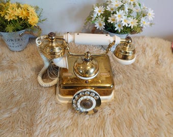 Extremely RARE Old Japanese Telephone Vintage Brass Japan Rotary