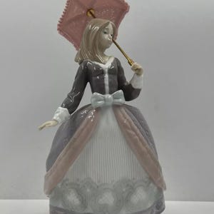 Lladro Angela Porcelain Figurine Girl With Umbrella / Parasol Retired #5211