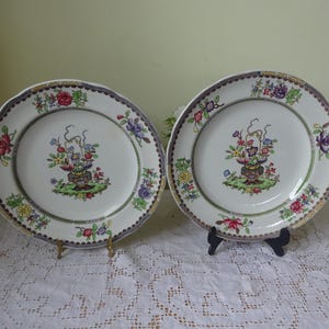 En uppsättning om åtta Copeland Spode Old Bow-mönstertallrikar, mitten av 1900-talet, nr 599813, 23 x 23 cm, 23 x 23 cm