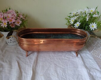 Vintage copper & brass planter flower tray 34 x 12 x 12 cm