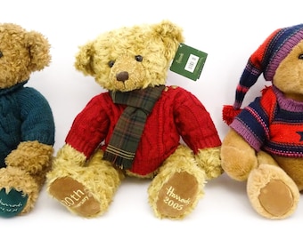 Large Harrods annual teddy  bears all in stunning condition #1998 # 2004 #2005 christmas bears