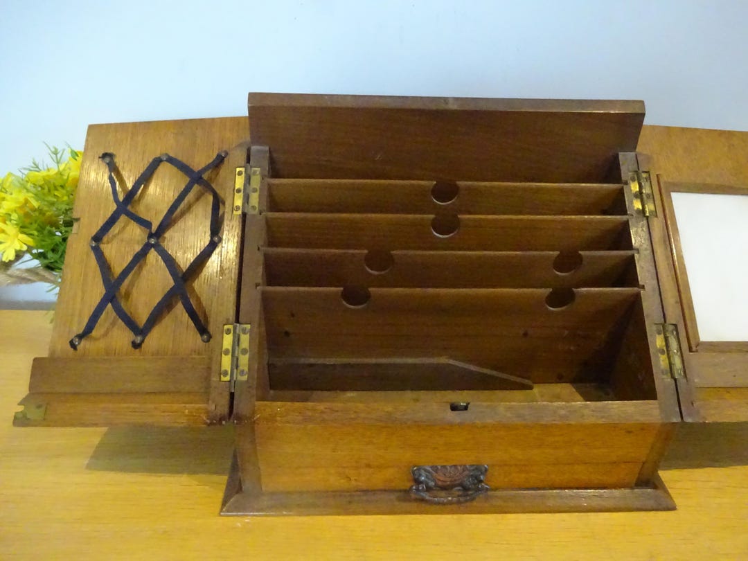 Edwardian Writing Box A Late Victorian Oak Writing Box Desk Top Stationary Box With Copper ...
