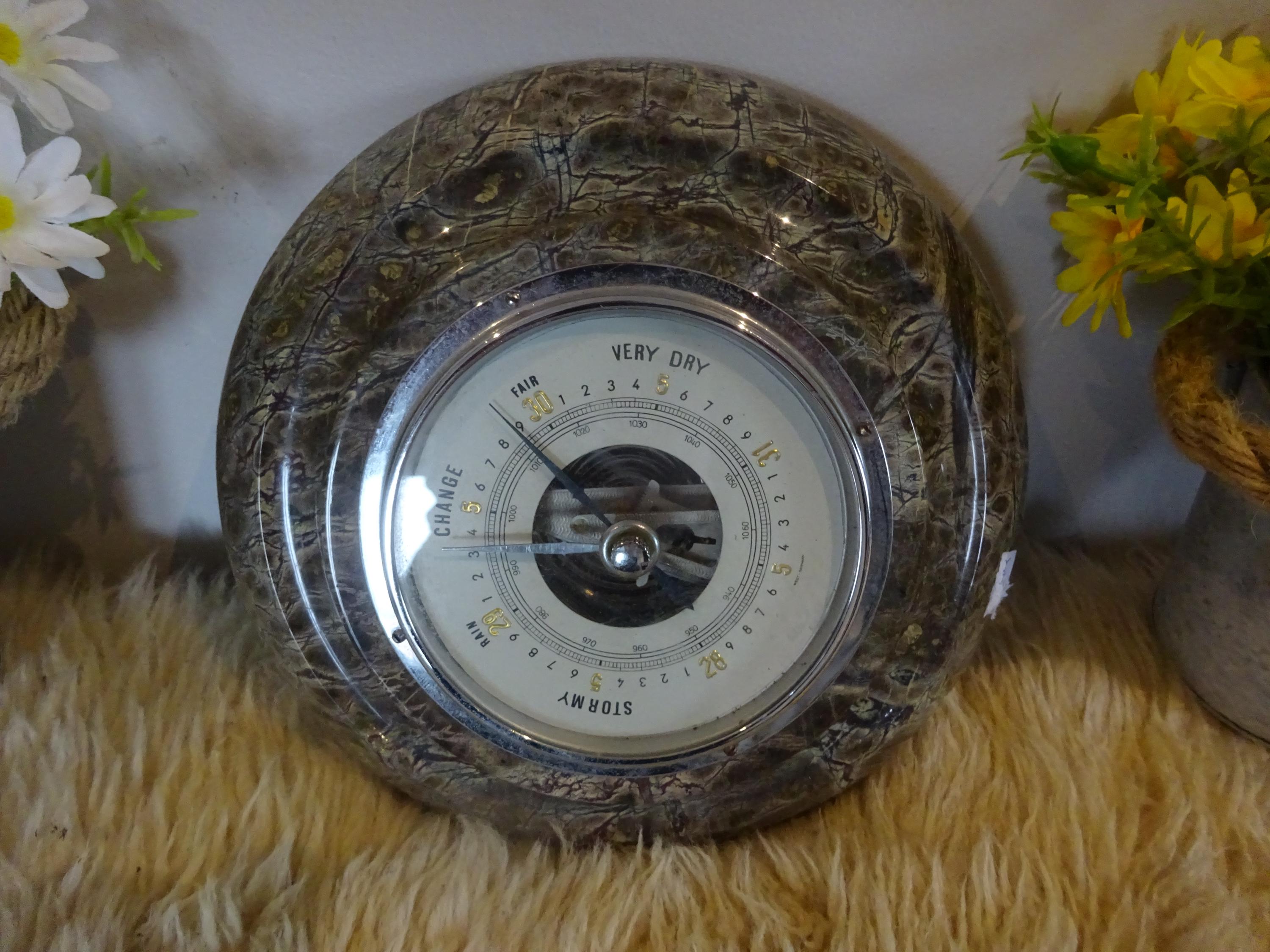 Vintage Serpentine Marble Barometer in Beautiful Condition 20 X 20 X ...