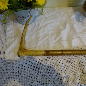 Vintage Hazelwood walking stick with polished antler handle & tip Hiking pole / rambling stick 113 cm