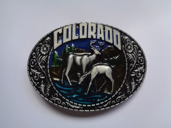 Colorado State Pewter Belt Buckle United States Hunting Buckle