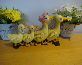 Vintage Cast Iron Door Stop design of ducks & ducklings in great condition Condition duck family door porter 28 x 16 x7cm