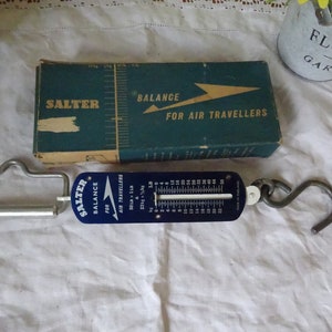 Vintage Salter Weighing scales in original box balance scales for air travelers in perfect condition rare set of air travelers luggage scale
