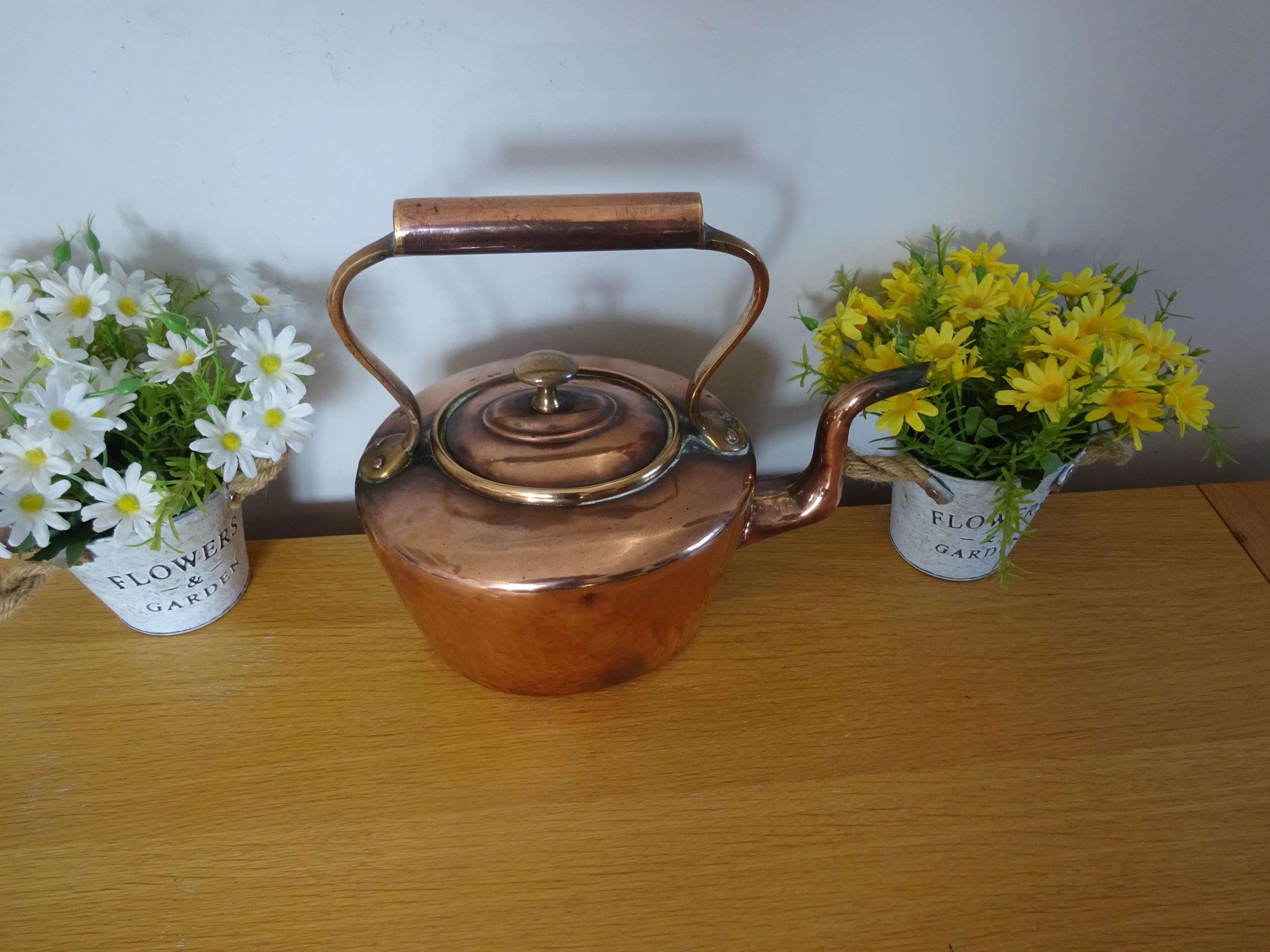 【希少品】純銅製ケトル 真鍮ハンドル付き 希少品】純銅製ケトル 真鍮ハンドル付き 純銅製ケトル 真鍮