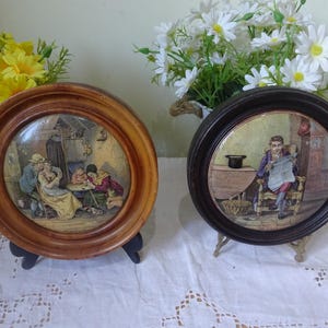 Victorian Porcelain Prattware pot lids  11 x 11 cm