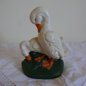 Geese / Ducks Vintage Cast Iron Door Stop  Hand Painted Stunning Condition