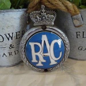 Vintage RAC Royal Automobile Club Association Chrom Auto Abzeichen / Grill Abzeichen Schwermetall Emaille überzogen in wirklich gutem Zustand 13 x 8 cm