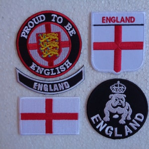 4 England Patch Iron On Or Sew On Patches England Football Patches St George Cross Flag Patch British Bulldog Patch