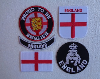 4 England Patch Iron On Or Sew On Patches England Football Patches St George Cross Flag Patch British Bulldog Patch