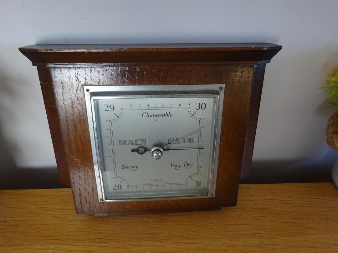Mount Barometer Vintage Wall Mounted Barometer Mounted in a Solid Oak Frame Made by ...