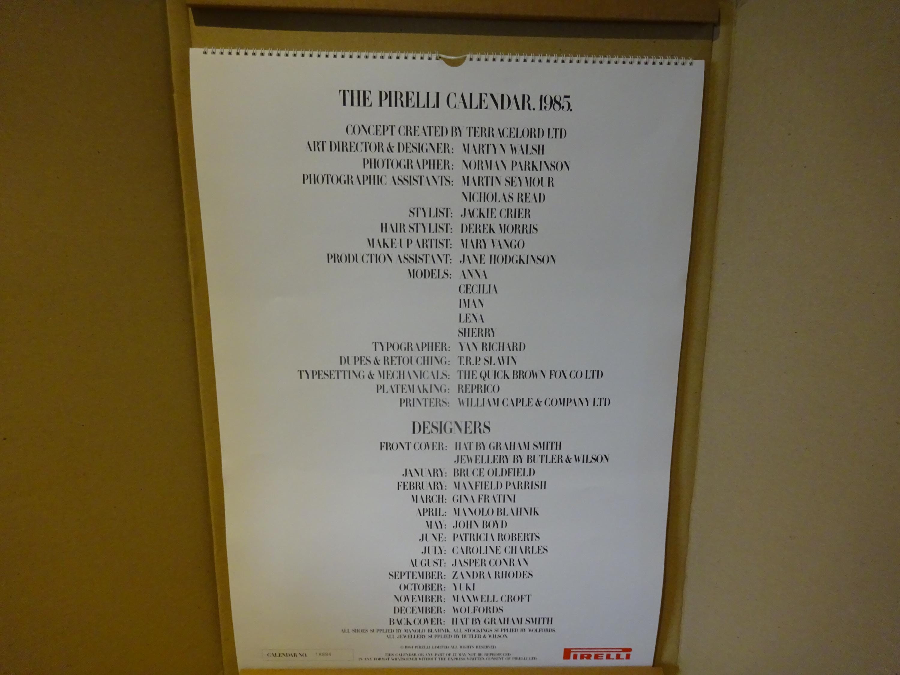 Rare 1985 Pirelli Calendar Pirelli in Fantastic Condition in
