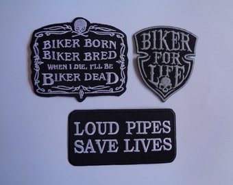 Loud Pipes Save Lives Biker Motorcycle Embroidered Iron On Patch Aufnäher Loud Pipes Save Lives Biker Motorcycle Embroidered Iron On Patch Aufnäher