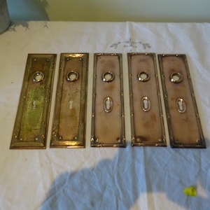 Set of five Georgian brass / copper finger plates 20 x 6cm