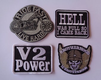 Hell Was Full So I Came Back Again Motorcycle Slogan Patch Iron On Or Sew On Patches Embroidered Biker MC Patches Sturgis Dilligaf