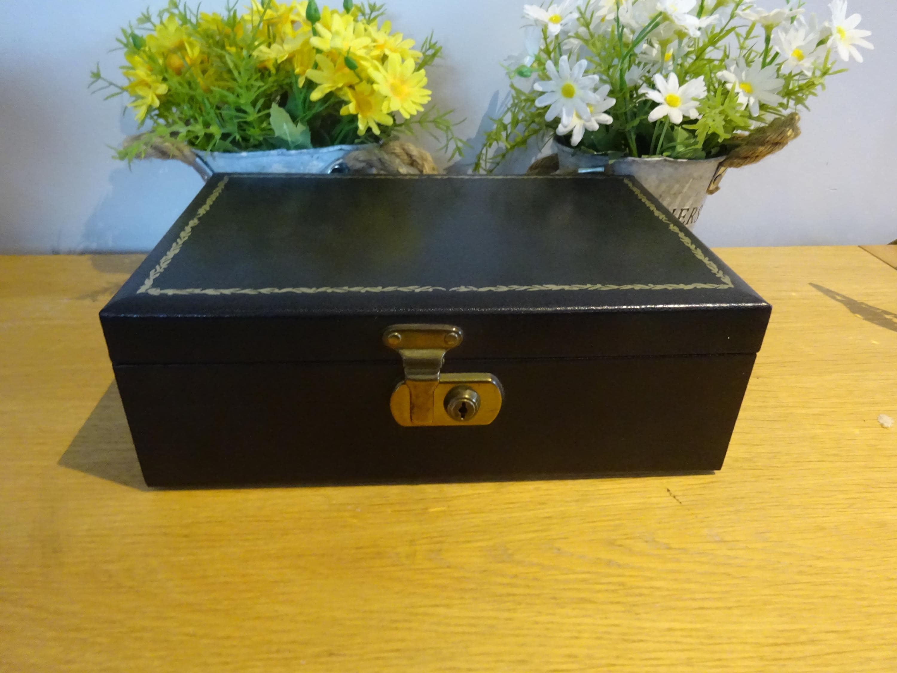 Vintage Leather Bound Jewellery Box With Fully Fitted Interior