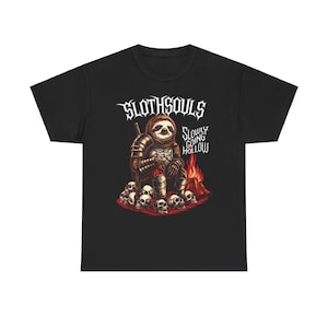 Sloth Souls : T-shirt creux qui va lentement, aîné démoniaque des âmes, chemise de jeu vidéo, cadeaux pour lui, cadeaux pour elle, chemise unisexe