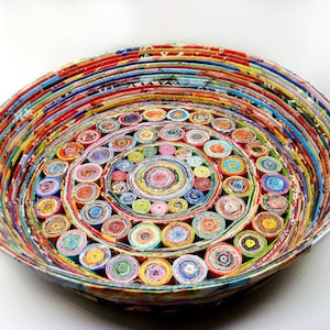Paper Baskets, Storage Baskets, Coiled Baskets, Decorative Baskets, Round Baskets, Handmade Baskets, Home Decor, Table Accents, Recycled Art
