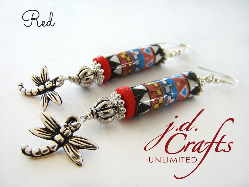 Southwest Style Paper Bead Earrings Long Earrings Dangle Earrings Southwest Style Jewelry Beaded Earrings Paper Bead Earrings