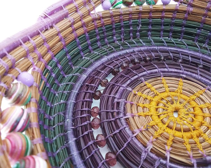 Pine Needle Baskets Handmade Pine Needle Basket Purple Etsy
