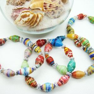 Paper Beaded Bracelets, Stretch Bracelets, Stackable Bracelets, Handmade Bracelets, Beaded Bracelets, Paper Jewelry, Stretch Bracelets