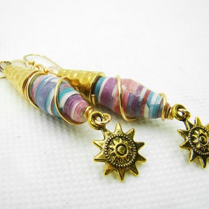 Beaded Earrings, Handmade Earrings, Paper Bead Earrings, Paper Jewelry, Boho Earrings, Paper Earrings, Dangle Earrings, Drop Earrings