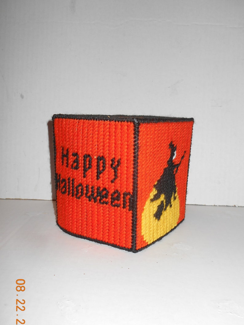 Happy Halloween Witch tissue box cover plastic canvas Etsy