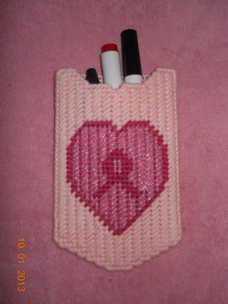 Breast Cancer pocket plastic canvas awareness ribbon. gift | Etsy