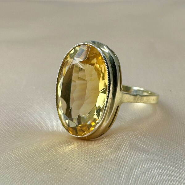 Vintage German Citrine Ring, US Size 5 3/4