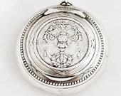 French Powder Compact Pendant Pill Box Medallion Locket