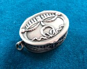 Vintage Pill Box Powder Compact Pendant Trinket Box Pill Box Snuff Box Chatelaine